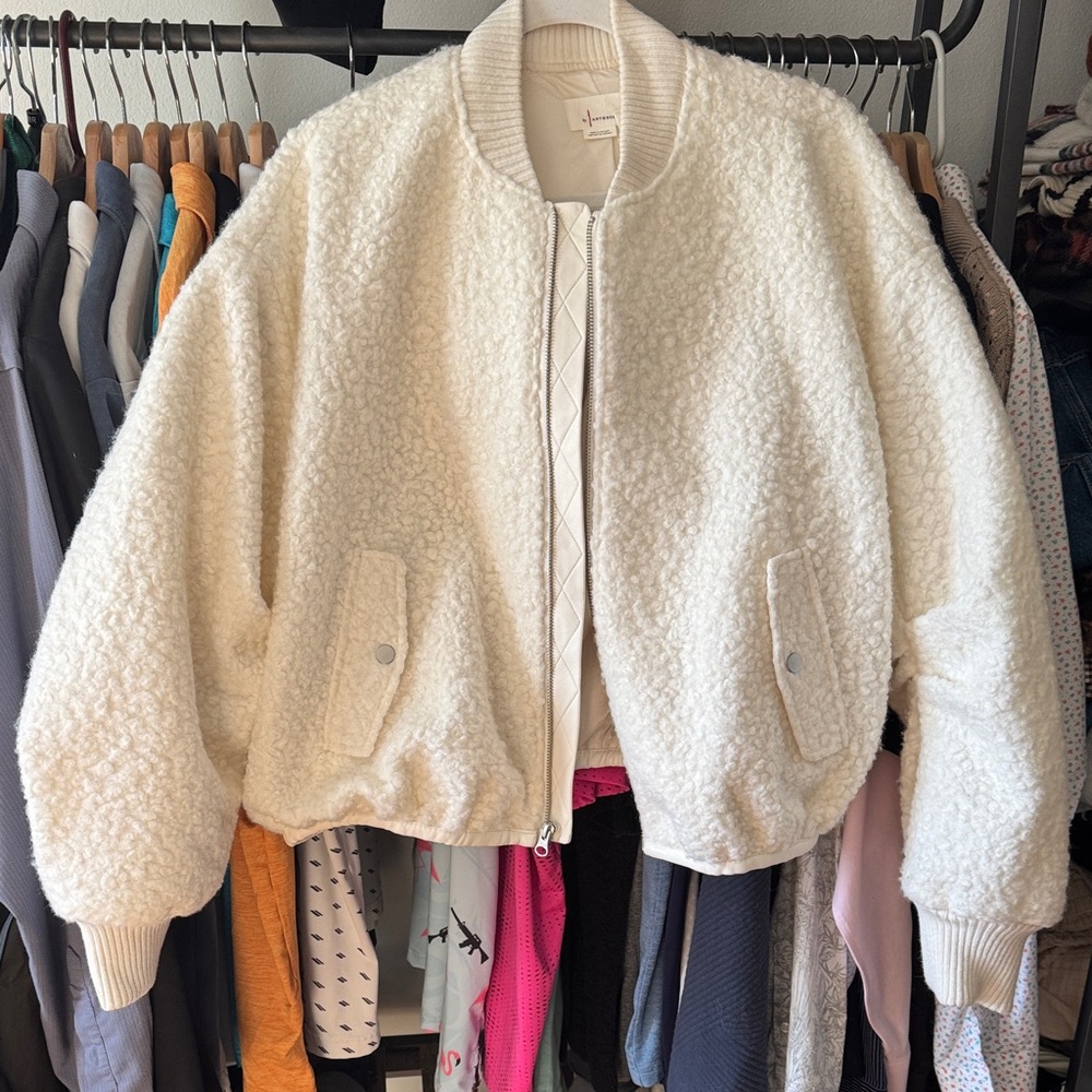 Anthropologie Cream Teddy Jacket